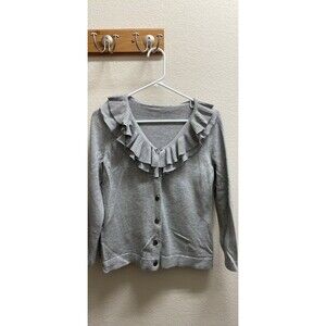 J. Crew Women's Ruffle Sweater grey Size S